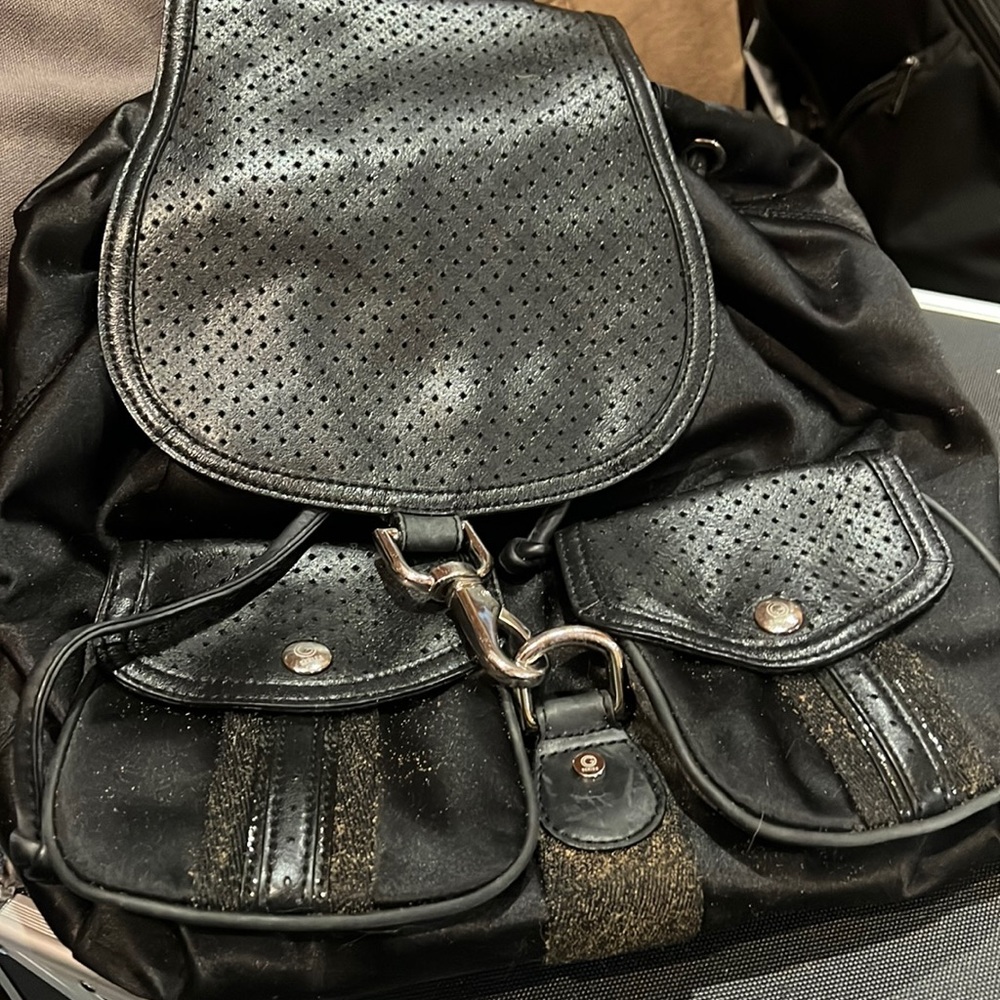 Black leather Coke Haan backpack